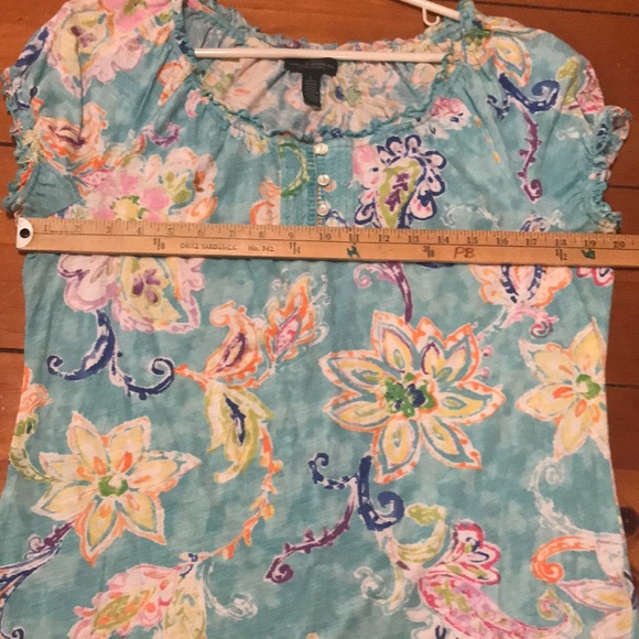 LRL Lauren Jeans CO. Ralph Lauren, Large paisley floral multi colored on blues. - Picture 8 of 10